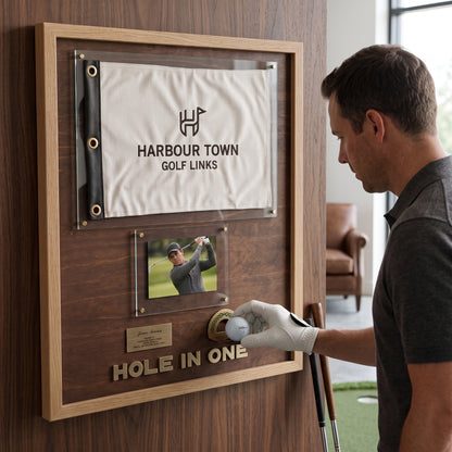 Hole in One Golf Display | Personalized Ball, Flag & Photo Holder | Golf Gift for Him