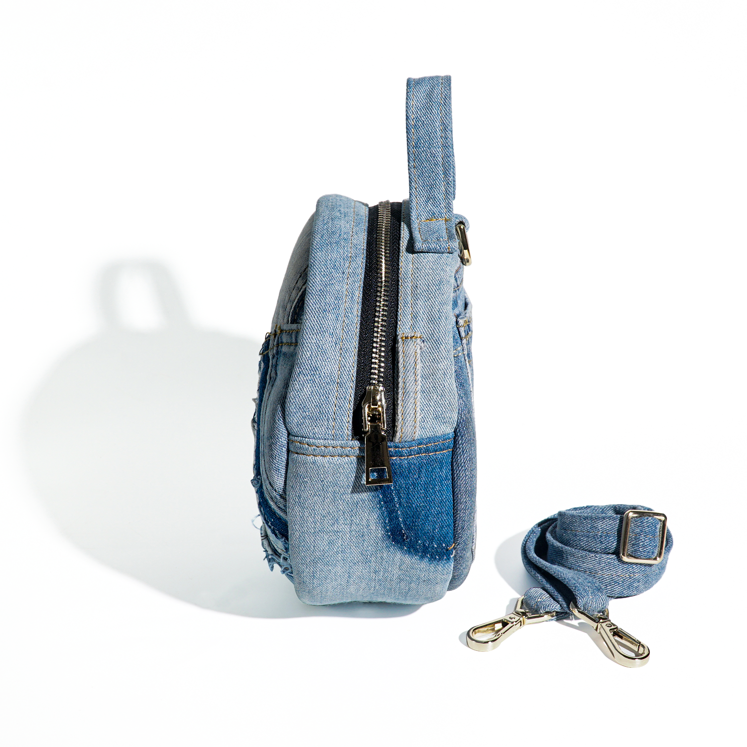 Recycle Chic Patchwork Denim Crossbody Bag for Women