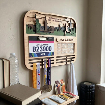Running Medal Holder Race Bib Display Custom Medal Hanger City Marathon Gift for Runners