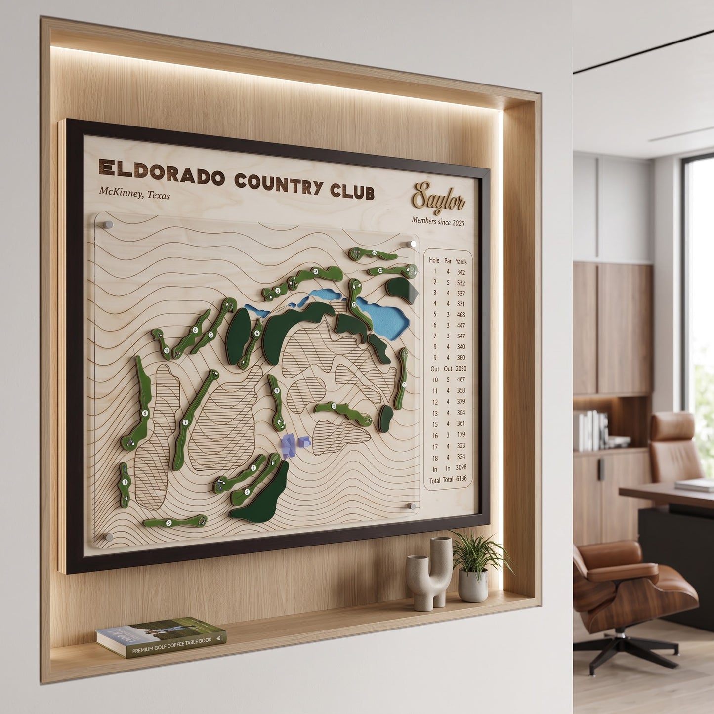 Personalized Golf Course Map with Scorecard | Custom Golf Gift for Him | Golf Wall Decor Display