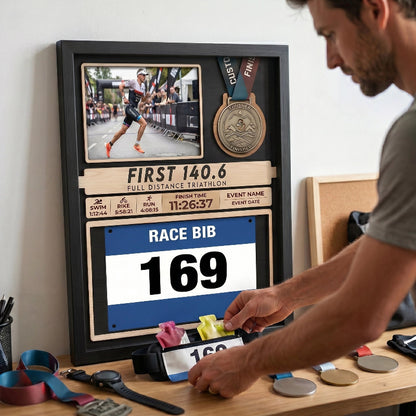 First Triathlon Medal Holder, Personalized Triathlon Medal Display, Custom Race Achievement Hanger, Gift for Triathletes