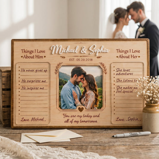 Things I Love About You Wooden Display, Personalized Anniversary Gift for Husband Wife, Custom Wedding Keepsake Plaque