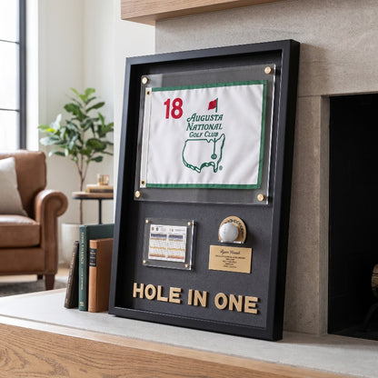 Personalized Hole in One Achievement Display, Personalized Golf Ball & Flag Score Frame, Modern Golf Gift for Him