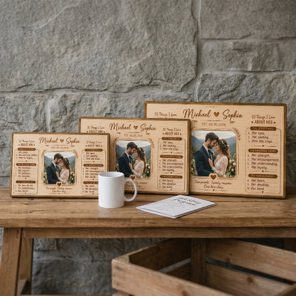 10 Things I Love About You Wooden Display, Personalized Anniversary Gift for Husband Wife, Custom Wedding Keepsake Plaque