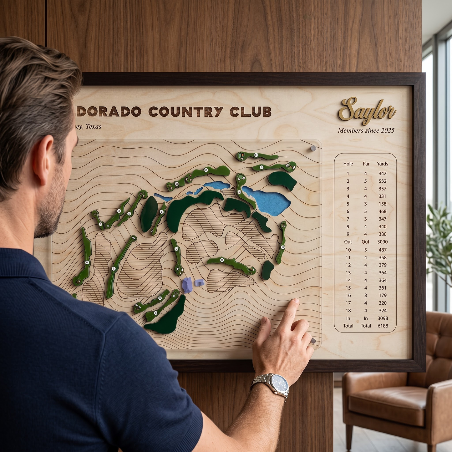 Personalized Golf Course Map with Scorecard | Custom Golf Gift for Him | Golf Wall Decor Display