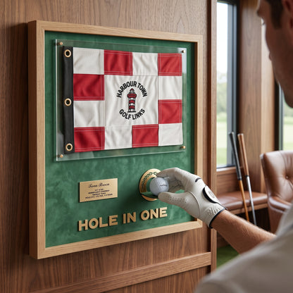 Personalized Hole in One Award | Golf Flag & Ball Display Frame | Unique Golf Achievement Gift