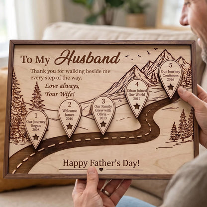 Thank You for Walking Beside Me Timeline Wooden Sign, Personalized Husband Gift, Father’s Day Gift for Husband, Custom Road Love Story Plaque