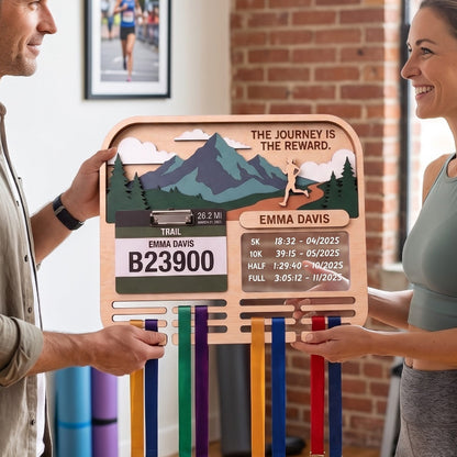 Runner Gift for Her Trail Running Medal Holder Race Bib Display Custom Medal Hanger Gift for Runners