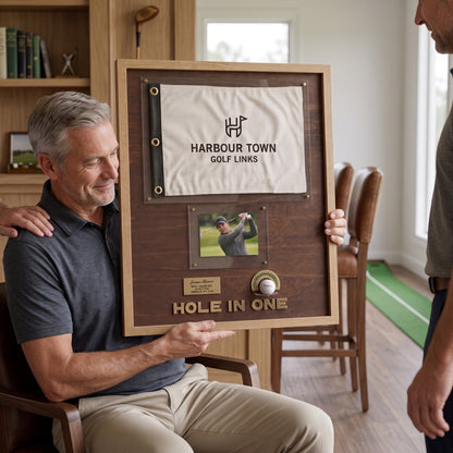 Hole in One Golf Display | Personalized Ball, Flag & Photo Holder | Golf Gift for Him