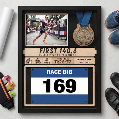 First Triathlon Medal Holder, Personalized Triathlon Medal Display, Custom Race Achievement Hanger, Gift for Triathletes