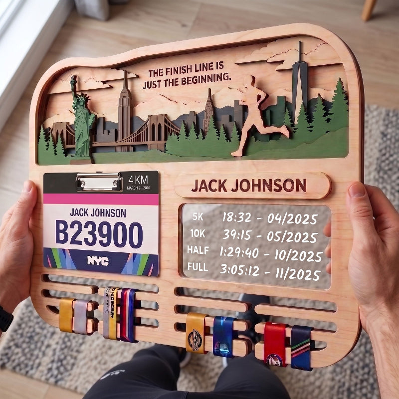 Running Medal Holder Race Bib Display Custom Medal Hanger City Marathon Gift for Runners