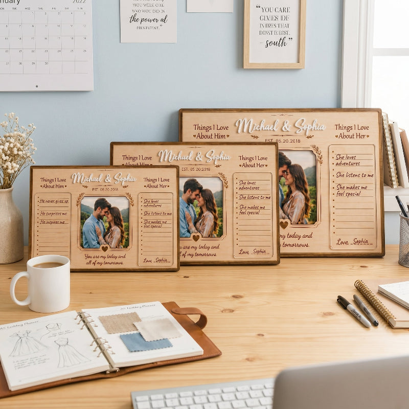 Things I Love About You Wooden Display, Personalized Anniversary Gift for Husband Wife, Custom Wedding Keepsake Plaque