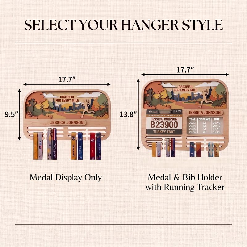 Running Medal Holder, New York Turkey Trot, Race Bib Display, Custom Medal Hanger, Race Medal Display, 5K Medal Holder