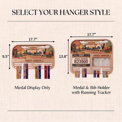 Running Medal Holder, New York Turkey Trot, Race Bib Display, Custom Medal Hanger, Race Medal Display, 5K Medal Holder