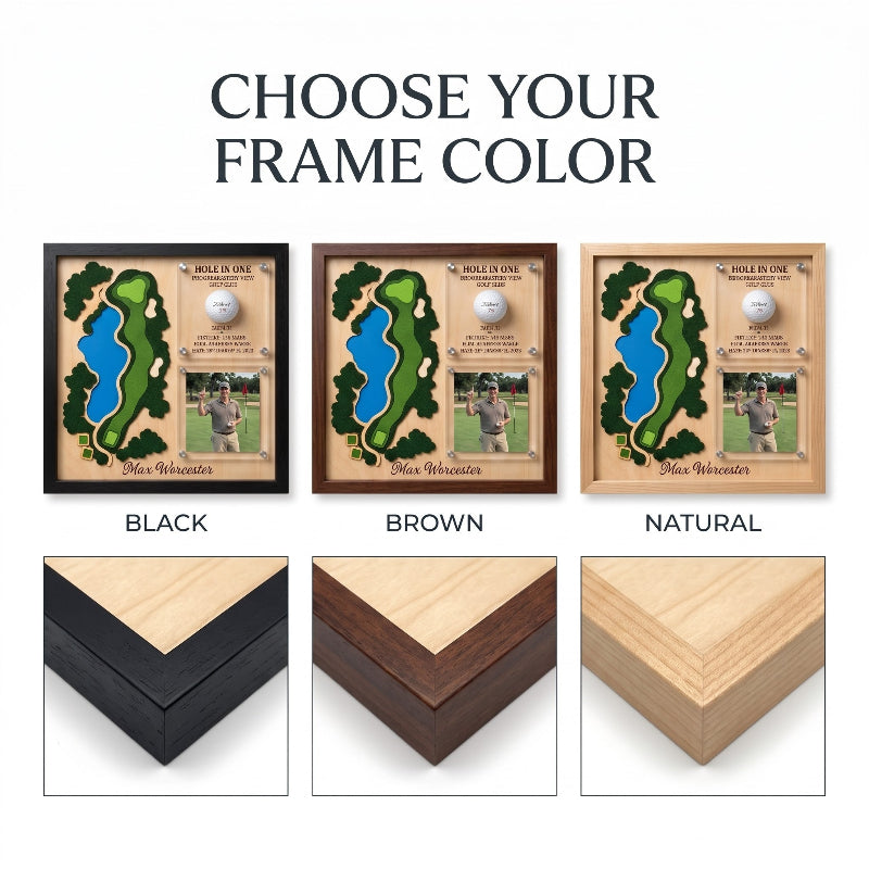 Hole in One Acrylic Display, Personalized Golf Course Map, Ball & Photo Frame, Custom Golf Gift