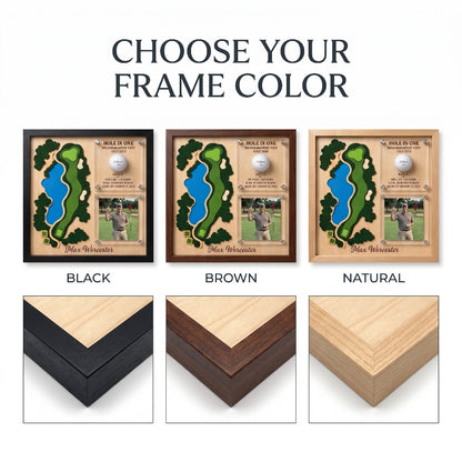 Hole in One Acrylic Display, Personalized Golf Course Map, Ball & Photo Frame, Custom Golf Gift