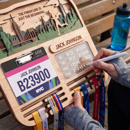 Running Medal Holder Race Bib Display Custom Medal Hanger City Marathon Gift for Runners