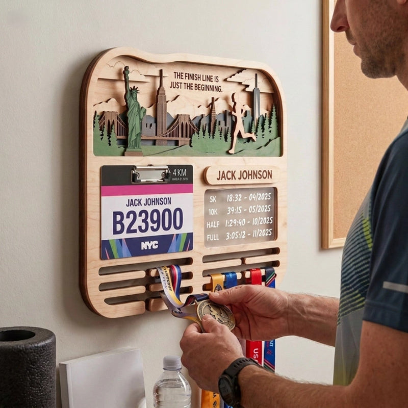 Running Medal Holder Race Bib Display Custom Medal Hanger City Marathon Gift for Runners