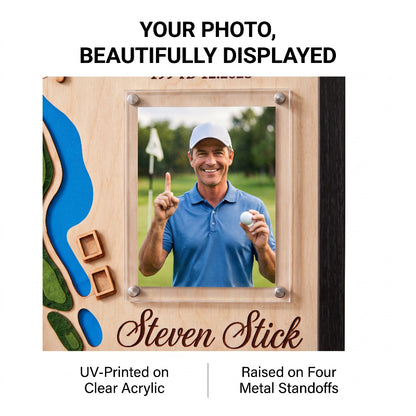 Personalized Hole in One Golf Display Golf Course Map Golf Ball Holder Custom Golf Gift for Men