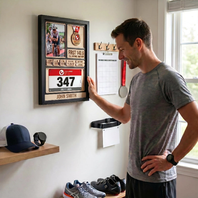 1st Triathlon Medal Holder, Personalized Triathlon Finisher Gift, Swim Bike Run Medal Display, Race Achievement Hanger