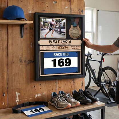 First Triathlon Medal Holder, Personalized Triathlon Medal Display, Custom Race Achievement Hanger, Gift for Triathletes