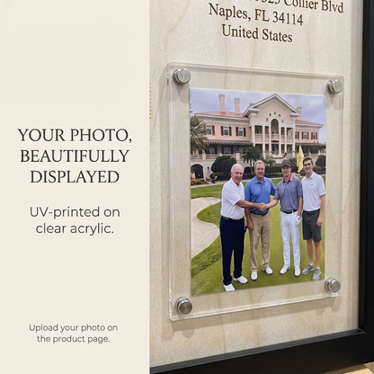 Custom Golf Wall Decor with Course Map, Personalized Golfer Name & Photo Display, Golf Gift for Him, Golf Room Art