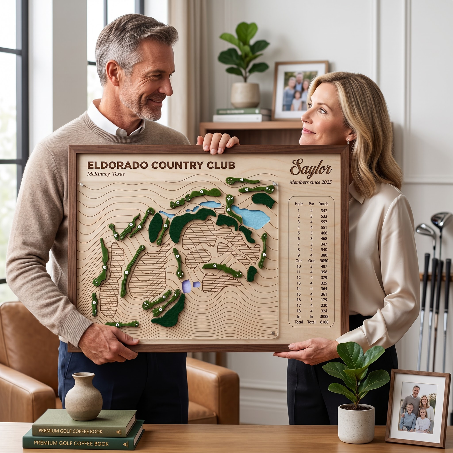 Personalized Golf Course Map with Scorecard | Custom Golf Gift for Him | Golf Wall Decor Display