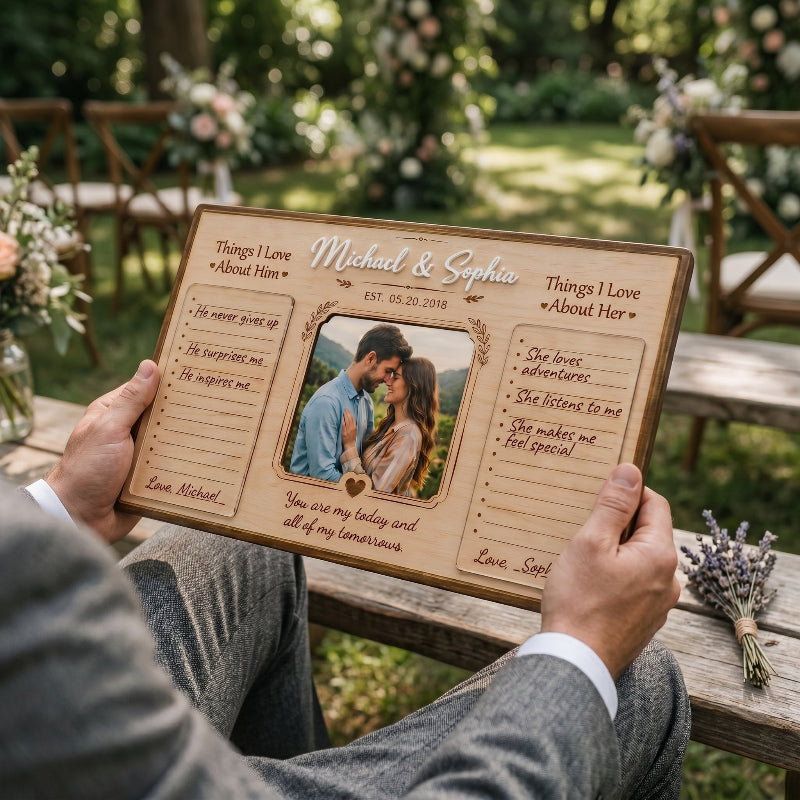 Things I Love About You Wooden Display, Personalized Anniversary Gift for Husband Wife, Custom Wedding Keepsake Plaque