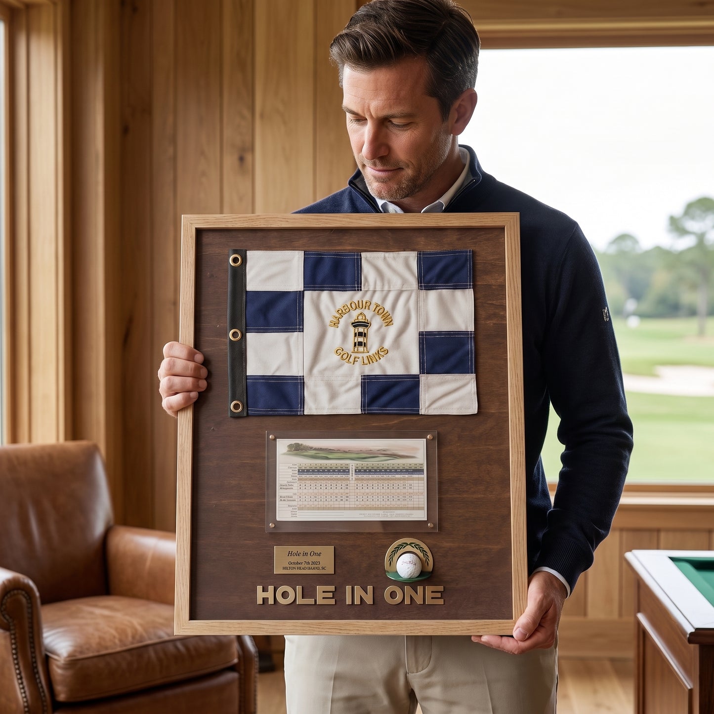 Hole in One Score Display | Personalized Golf Ball & Flag Achievement Frame | Golf Award Gift