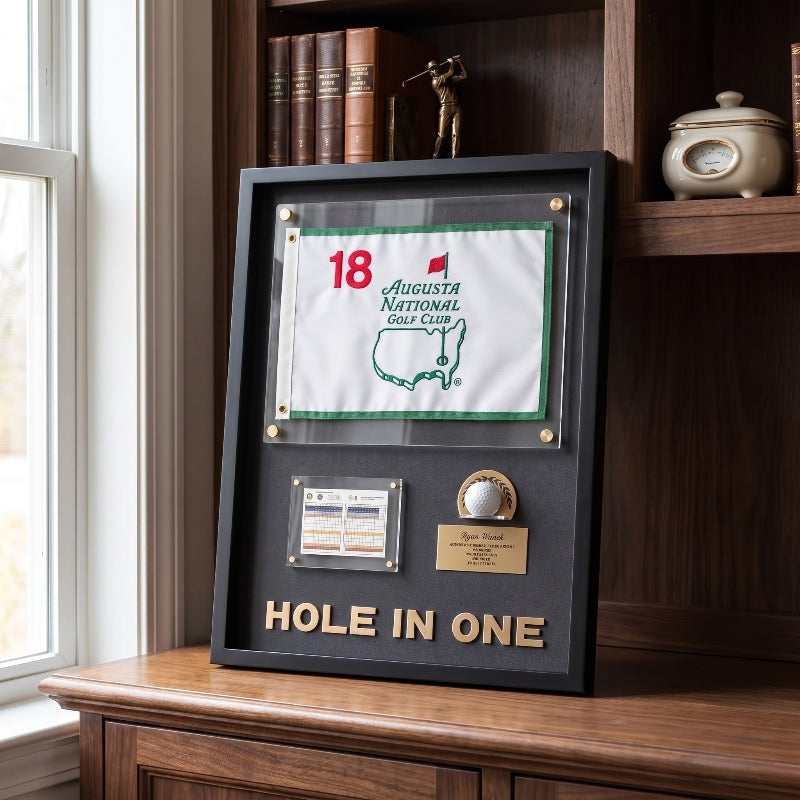 Personalized Hole in One Achievement Display, Personalized Golf Ball & Flag Score Frame, Modern Golf Gift for Him