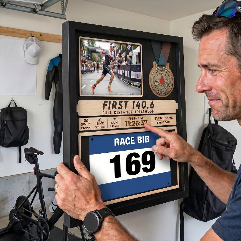First Triathlon Medal Holder, Personalized Triathlon Medal Display, Custom Race Achievement Hanger, Gift for Triathletes