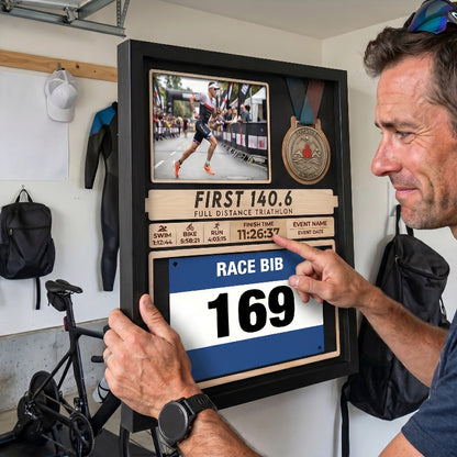 First Triathlon Medal Holder, Personalized Triathlon Medal Display, Custom Race Achievement Hanger, Gift for Triathletes