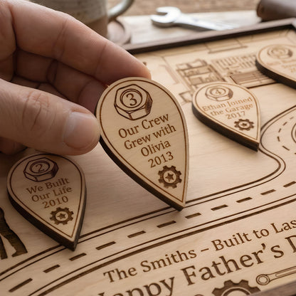 Mechanic Husband Timeline Wooden Sign, Personalized Father’s Day Gift for Husband, Custom Garage Family Keepsake Plaque