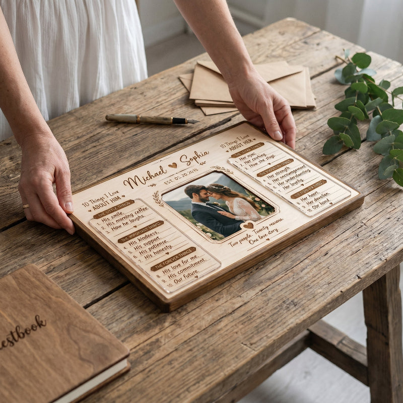 10 Things I Love About You Wooden Display, Personalized Anniversary Gift for Husband Wife, Custom Wedding Keepsake Plaque