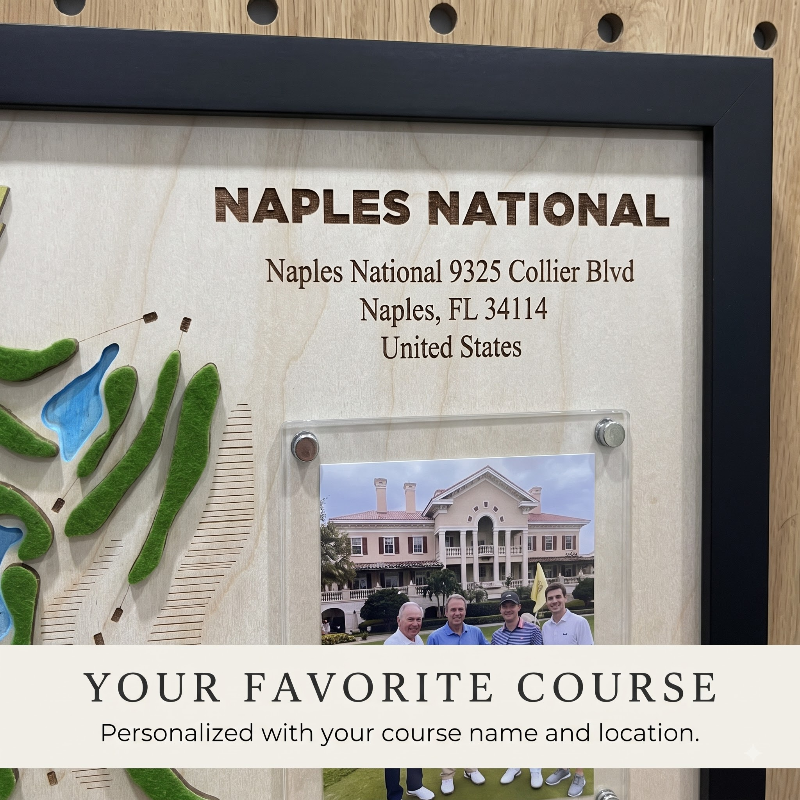 Custom Golf Wall Decor with Course Map, Personalized Golfer Name & Photo Display, Golf Gift for Him, Golf Room Art