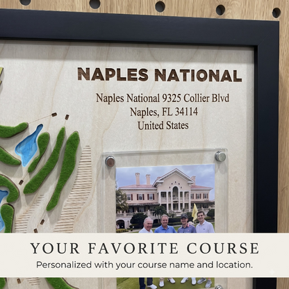 Custom Golf Wall Decor with Course Map, Personalized Golfer Name & Photo Display, Golf Gift for Him, Golf Room Art