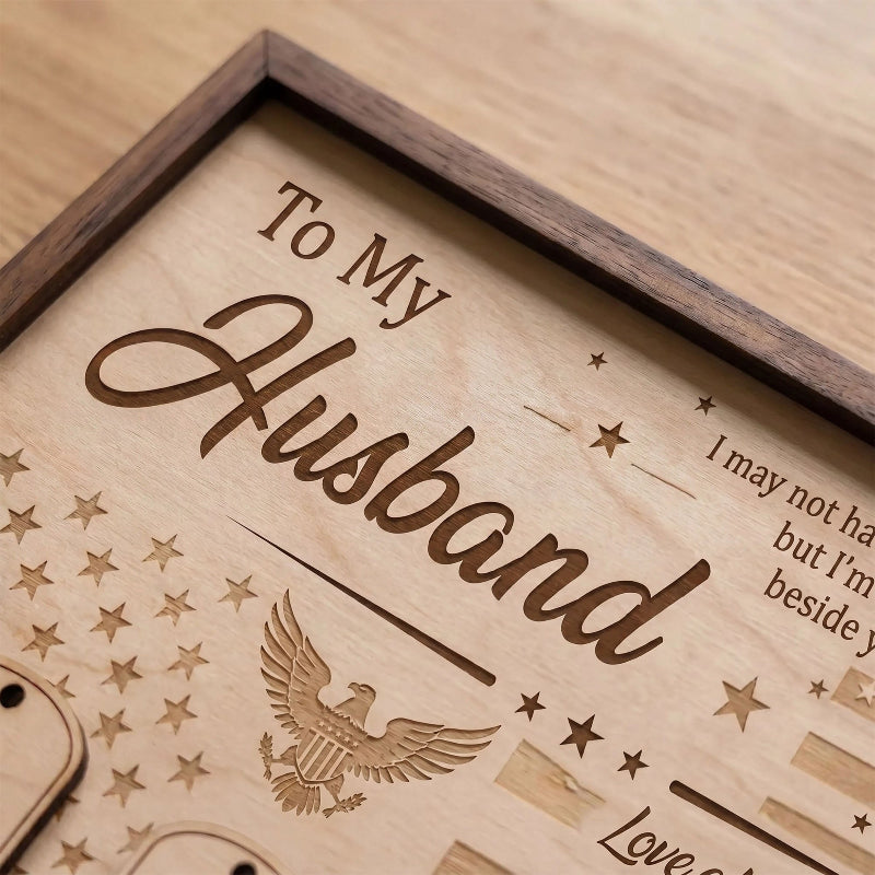 Veteran Timeline Wooden Sign with Dog Tag, Personalized Military Gift for Husband, Father’s Day Veteran Keepsake Plaque