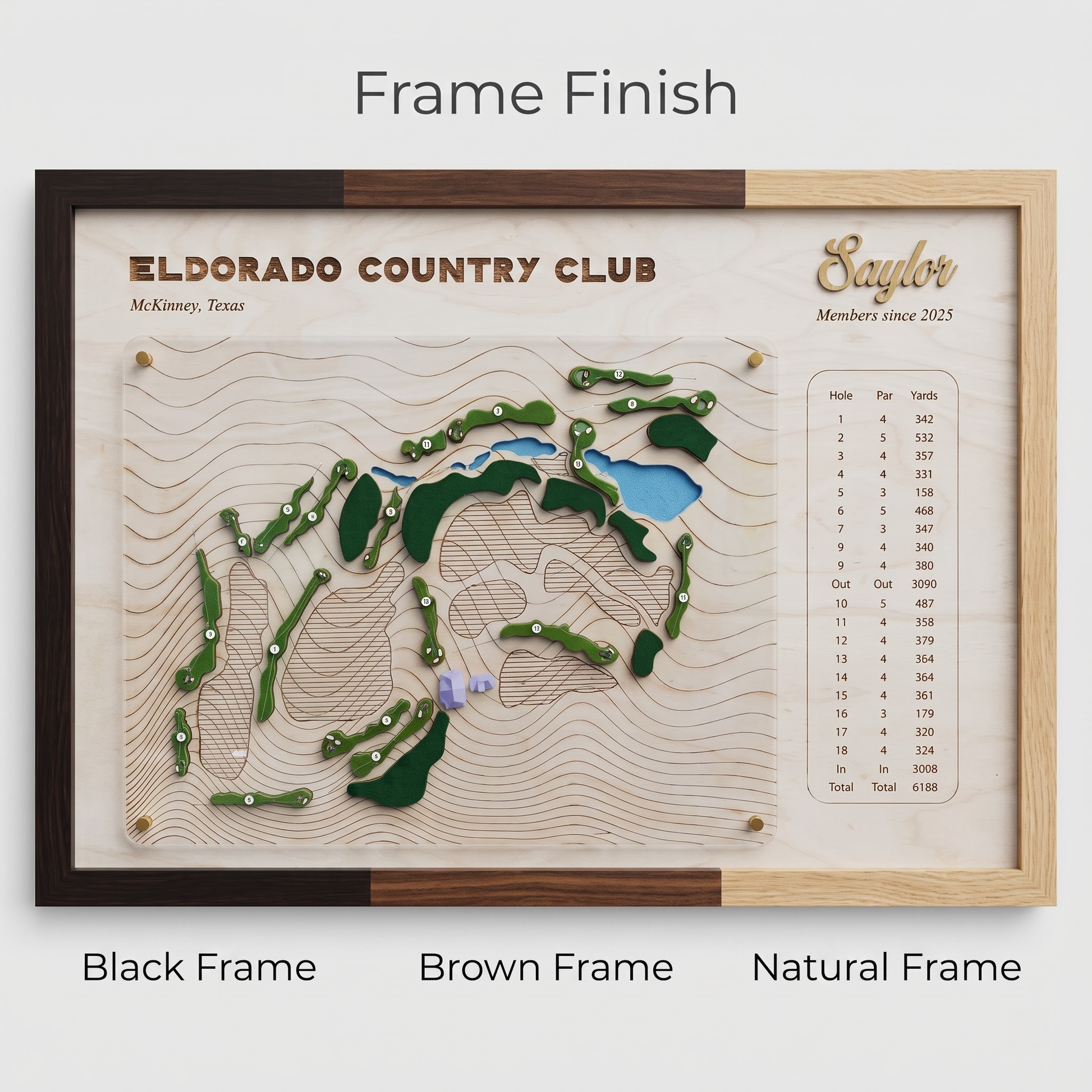 Personalized Golf Course Map with Scorecard | Custom Golf Gift for Him | Golf Wall Decor Display