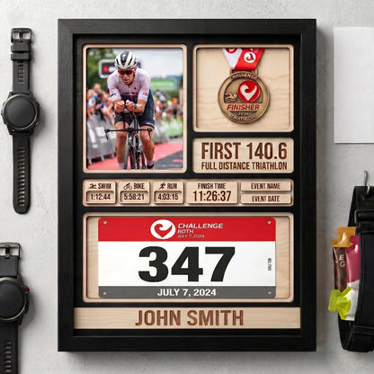 1st Triathlon Medal Holder, Personalized Triathlon Finisher Gift, Swim Bike Run Medal Display, Race Achievement Hanger