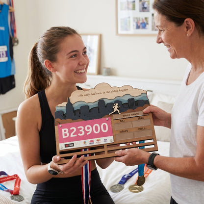 Custom 3D Running Medal and Bib Display, Personalized Marathon Medal Holder, Wooden Race Achievement Wall Decor, Gift for Runners
