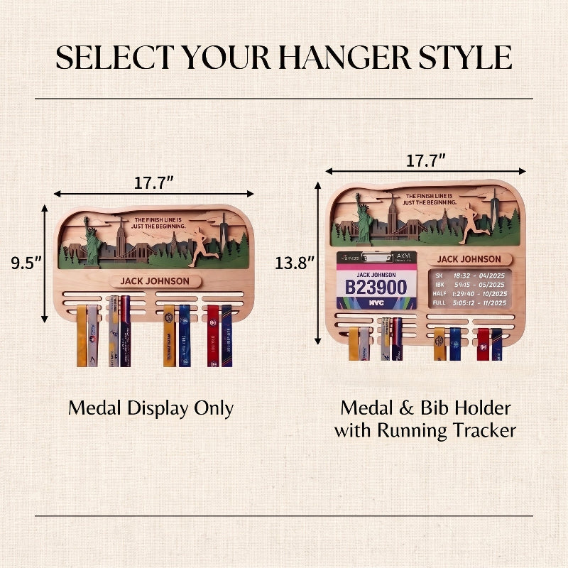 Running Medal Holder Race Bib Display Custom Medal Hanger City Marathon Gift for Runners