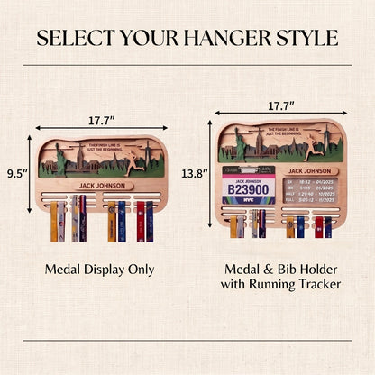 Running Medal Holder Race Bib Display Custom Medal Hanger City Marathon Gift for Runners