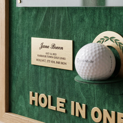 Personalized Hole in One Award | Golf Flag & Ball Display Frame | Unique Golf Achievement Gift