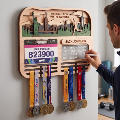 Running Medal Holder Race Bib Display Custom Medal Hanger City Marathon Gift for Runners