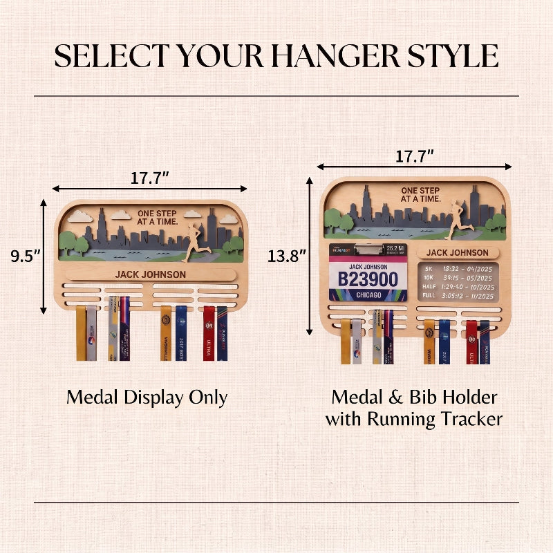 Running Medal Holder Race Bib Display Custom Medal Hanger Chicago Marathon Gift for Runners