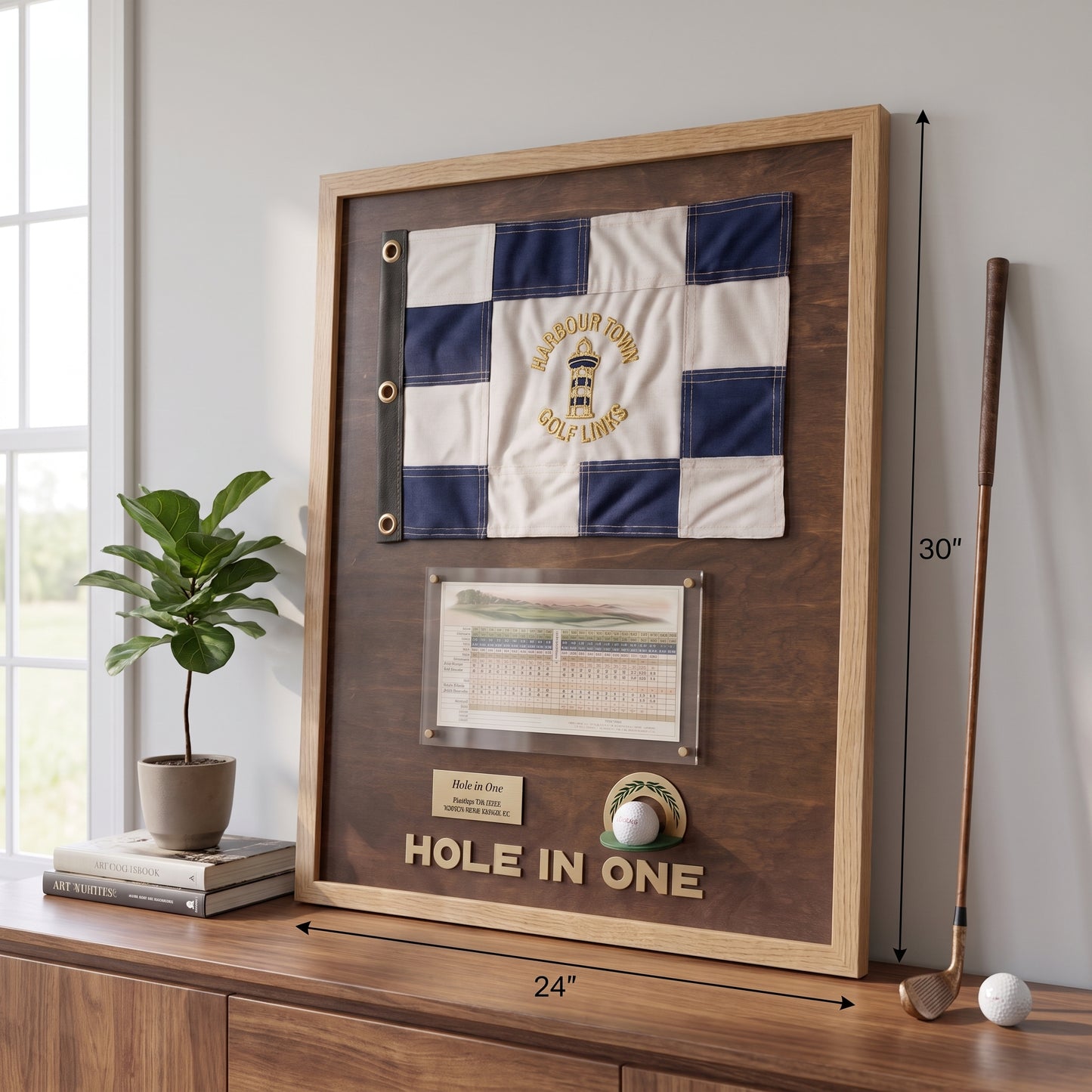Hole in One Score Display | Personalized Golf Ball & Flag Achievement Frame | Golf Award Gift