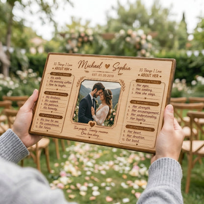 10 Things I Love About You Wooden Display, Personalized Anniversary Gift for Husband Wife, Custom Wedding Keepsake Plaque