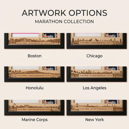 New York Marathon Shadow Box Display, Race Bib Medal and Photo Holder, Personalized Running Memory Box for Marathon Runners