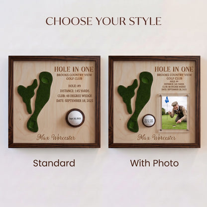 Hole in One Golf Ball Display Personalized Golf Plaque Brass Name Tag Golf Gift