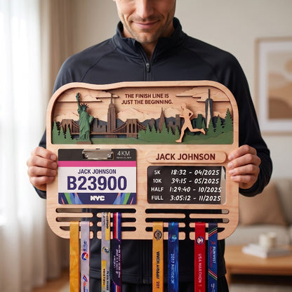 Running Medal Holder Race Bib Display Custom Medal Hanger City Marathon Gift for Runners
